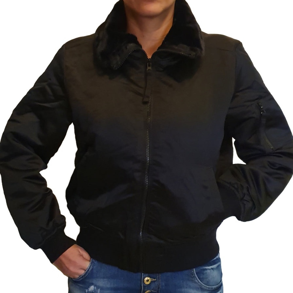 Gap jacket faux fur lined bomber black